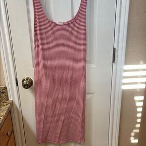 Pink and White Striped Sleeveless Dress